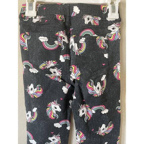 H&M Gray Unicorn Rainbow Hearts Elasticized Waist Treggings Jeggings Size 6 - Picture 8 of 9